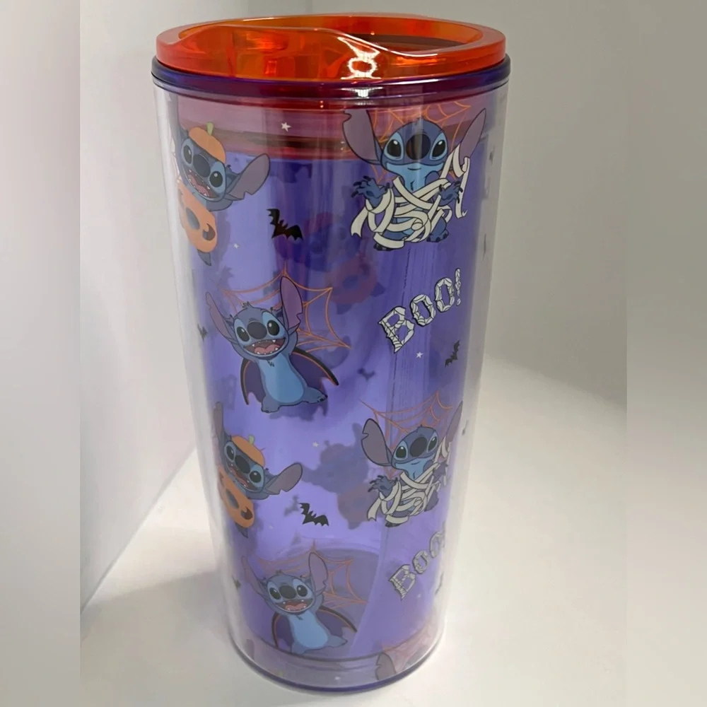 Disney Stitch Halloween Plastic Travel Tumbler Pumpkin Mummy